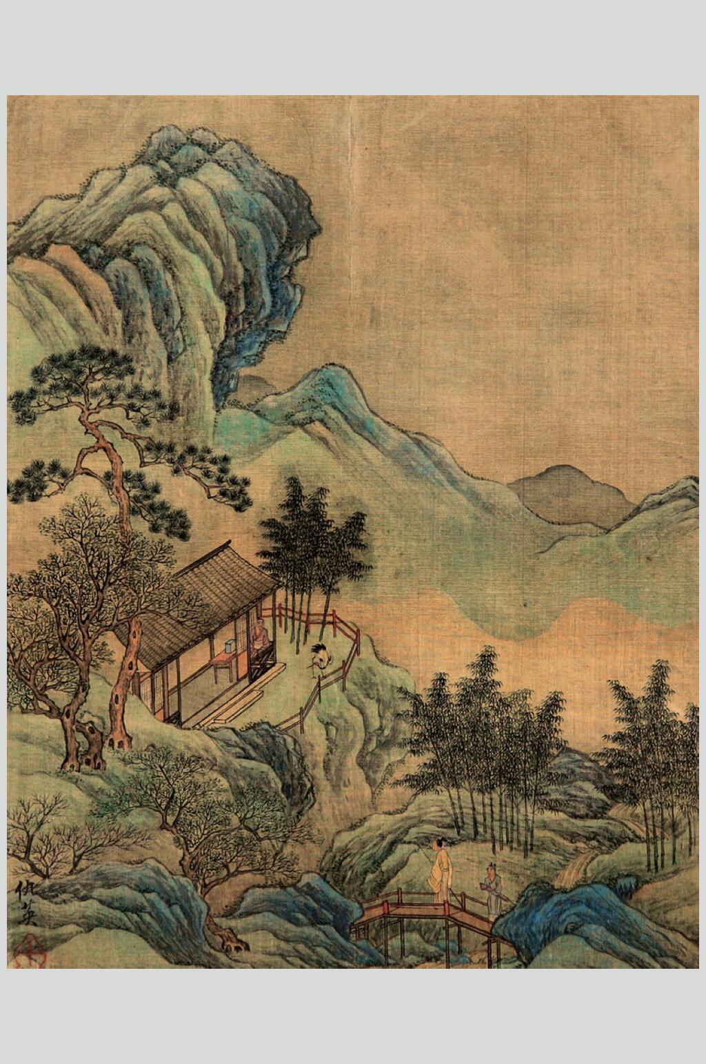复古风精美工笔国画壁纸图片素材