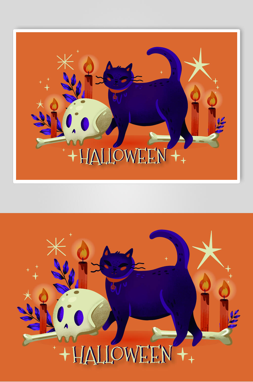 紫色小猫矢量万圣节插画素材素材