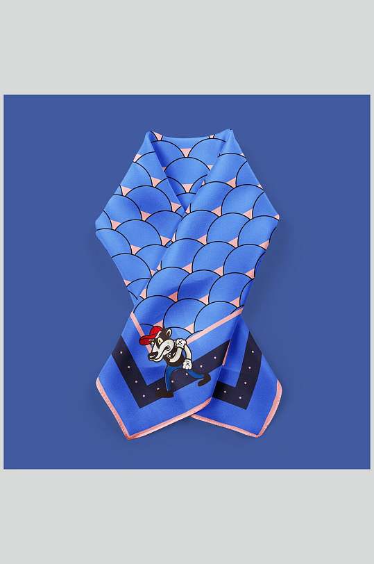 蓝色丝巾方巾样机-众图网