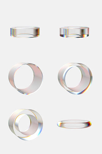 创意圆圈折射玻璃棱镜免抠素材