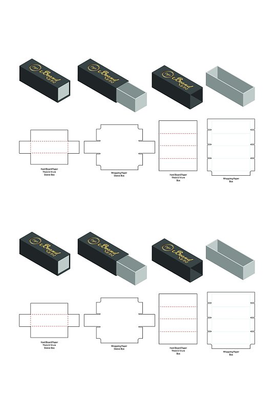 详细分解各个部件产品包装盒展开图