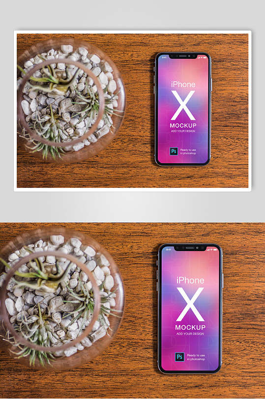 鱼缸旁的iPhoneX手机样机-众图网