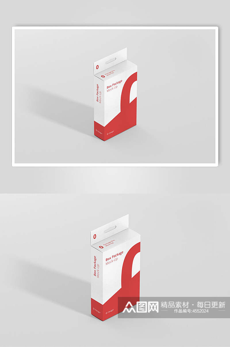 红色挂式数码产品纸盒样机素材
