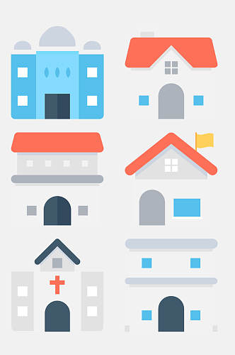 简约卡通建筑房子图标免抠素材