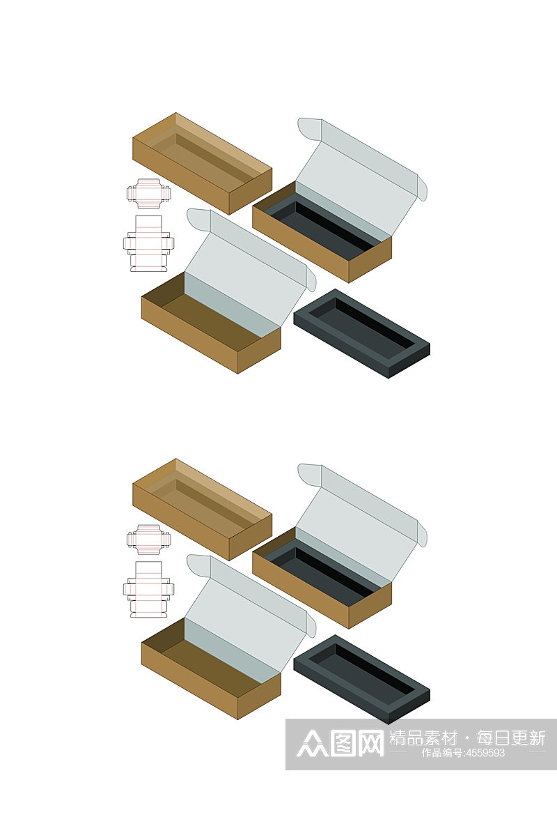 时尚产品包装盒刀模展开图素材
