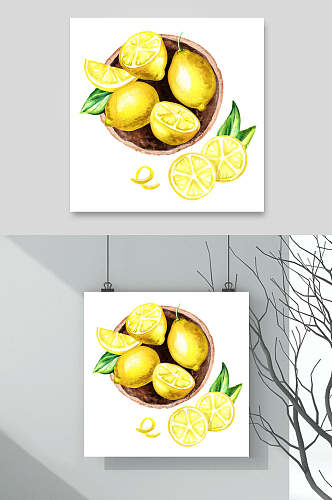 创意手绘柠檬水果插画素材