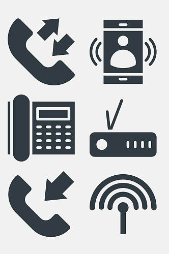黑白电话通讯交流图标免抠素材