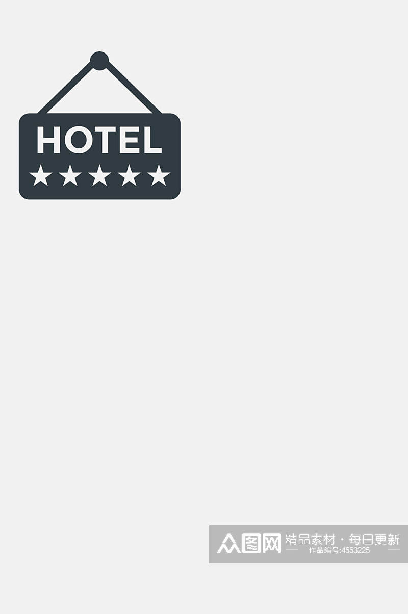 黑白五颗星酒店餐厅图标免抠素材素材