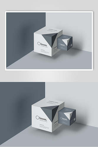 灰白正方形纸盒样机