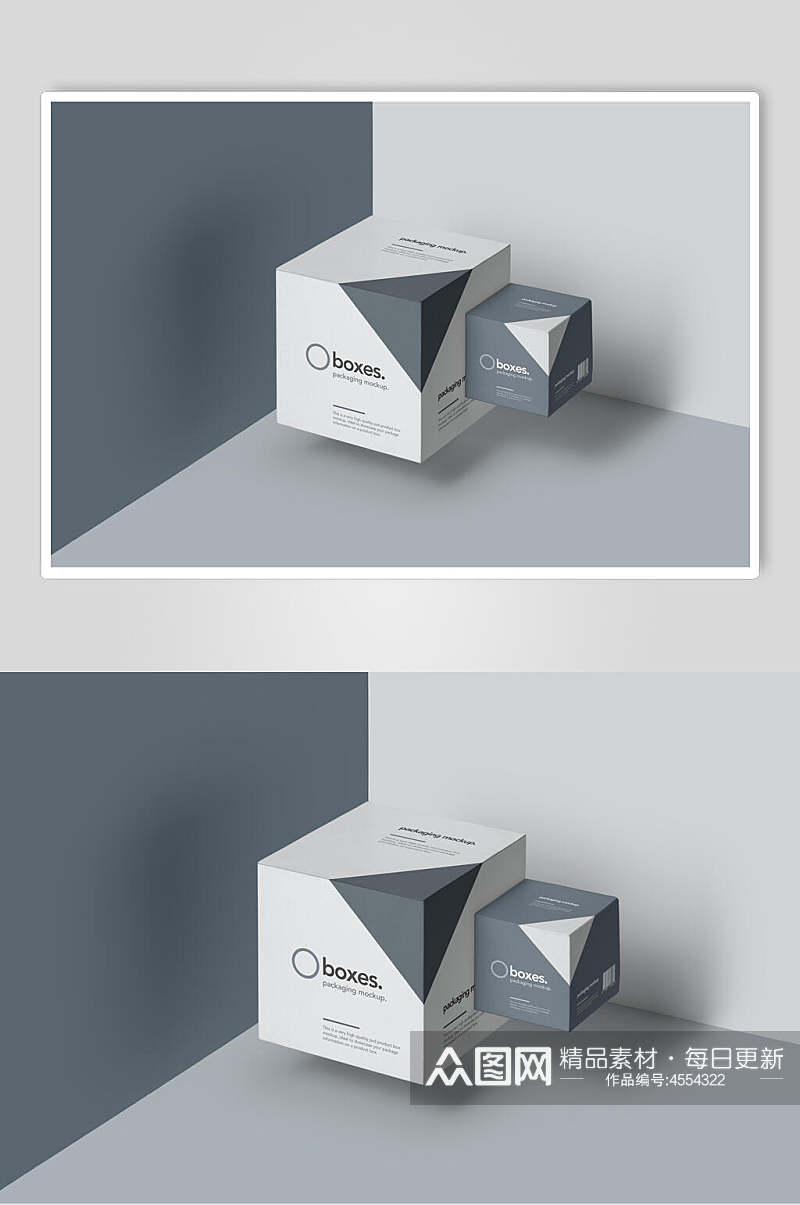 灰白正方形纸盒样机素材
