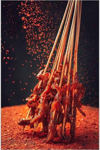 香辣美味美食烤串食品摄影图片