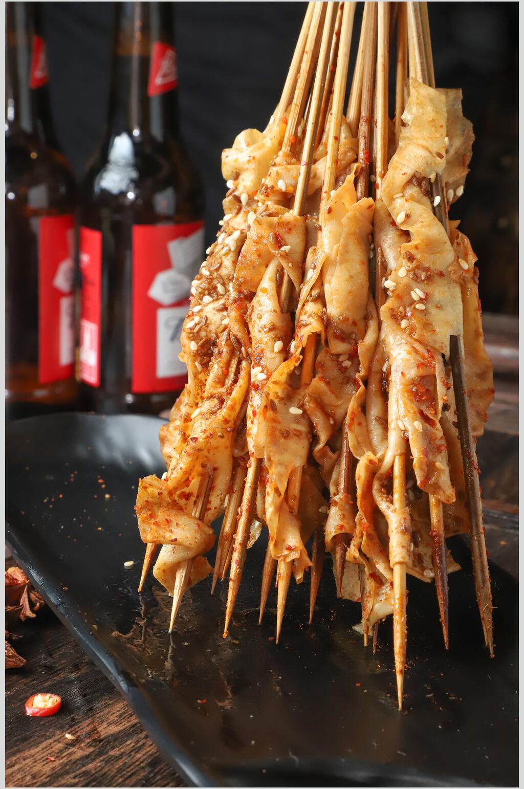 鸭肠烤串食品摄影图片素材