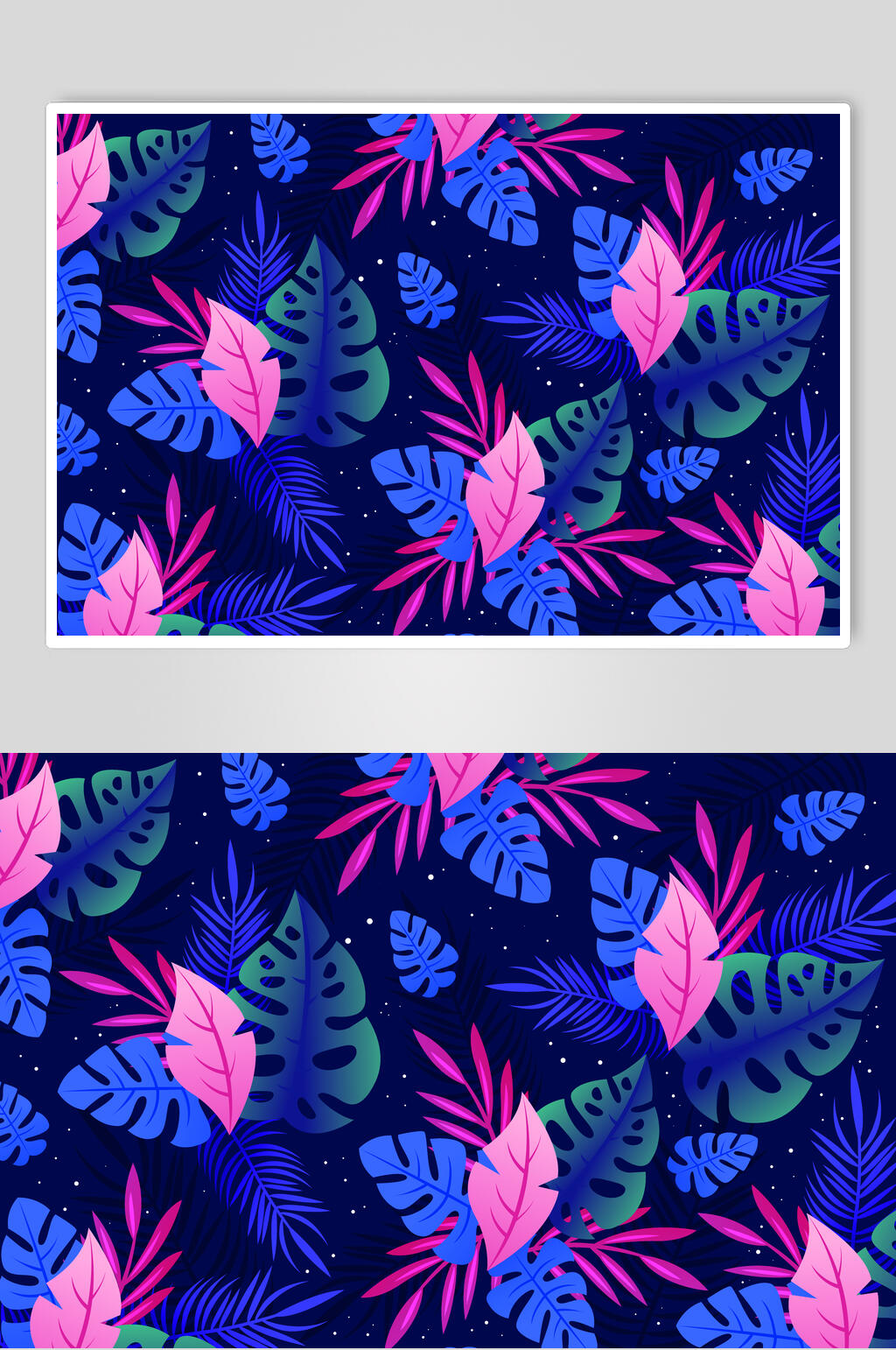 蓝紫矢量夏日植物插画素材素材