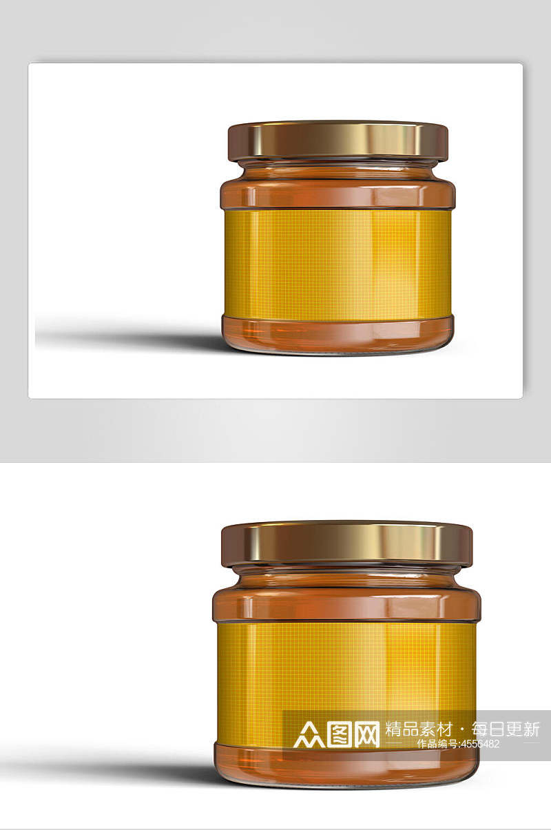 透明玻璃蜂蜜罐头瓶样机素材