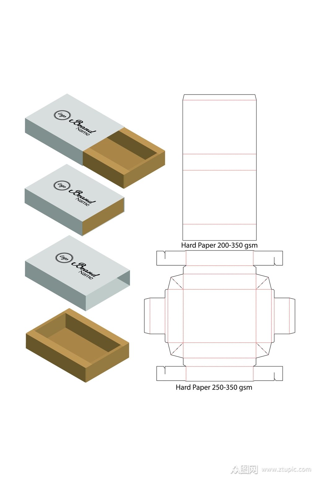创意甜品纸箱刀模包装盒展开图素材