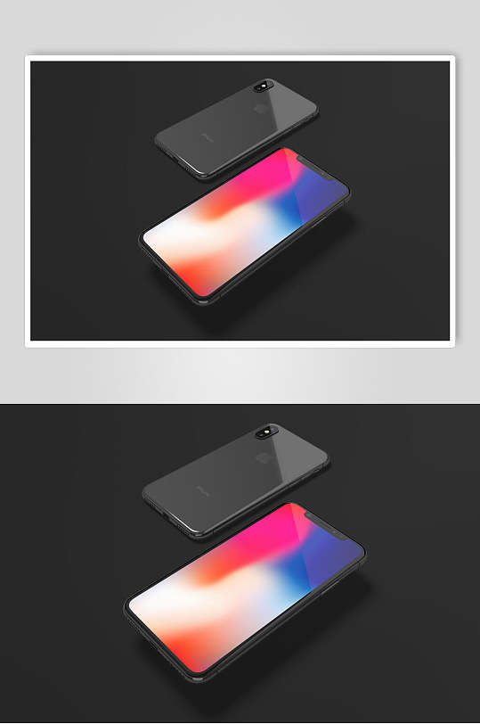 被色背景iPhoneX手机样机-众图网