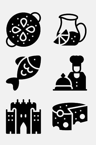黑白鱼西班牙文化图标免抠素材