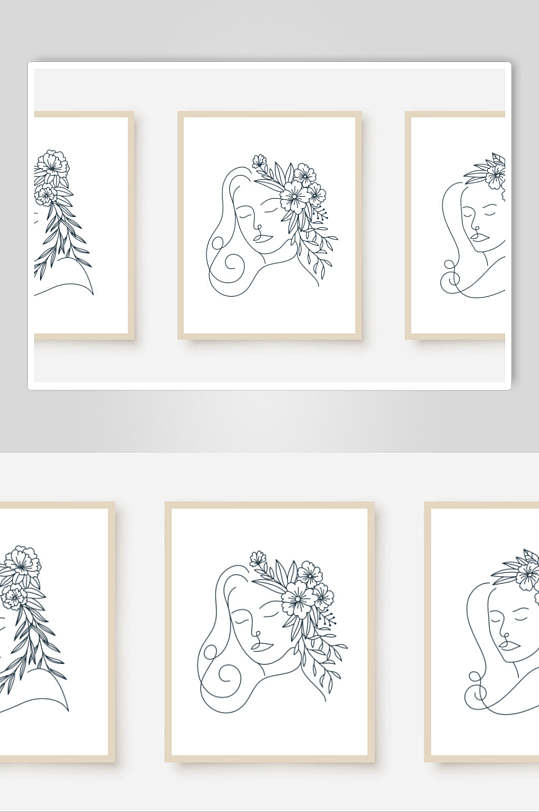 画图片-线条画人物装饰画设计素材-线条画人物装饰画模板下载-众图网