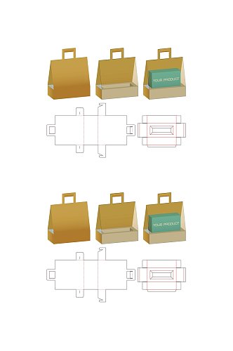 个性极简甜品纸箱刀模包装盒展开图