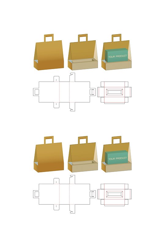 个性极简甜品纸箱刀模包装盒展开图