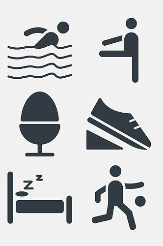 睡觉游泳运动体育图标免抠素材
