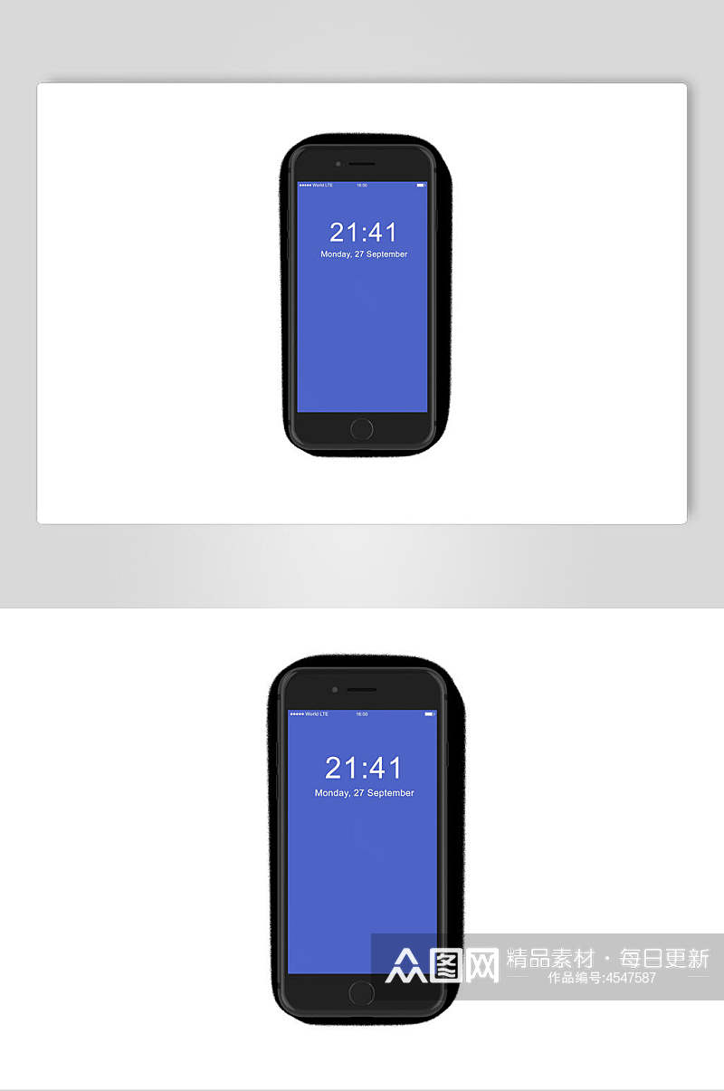 蓝色屏幕iPhone手机样机素材