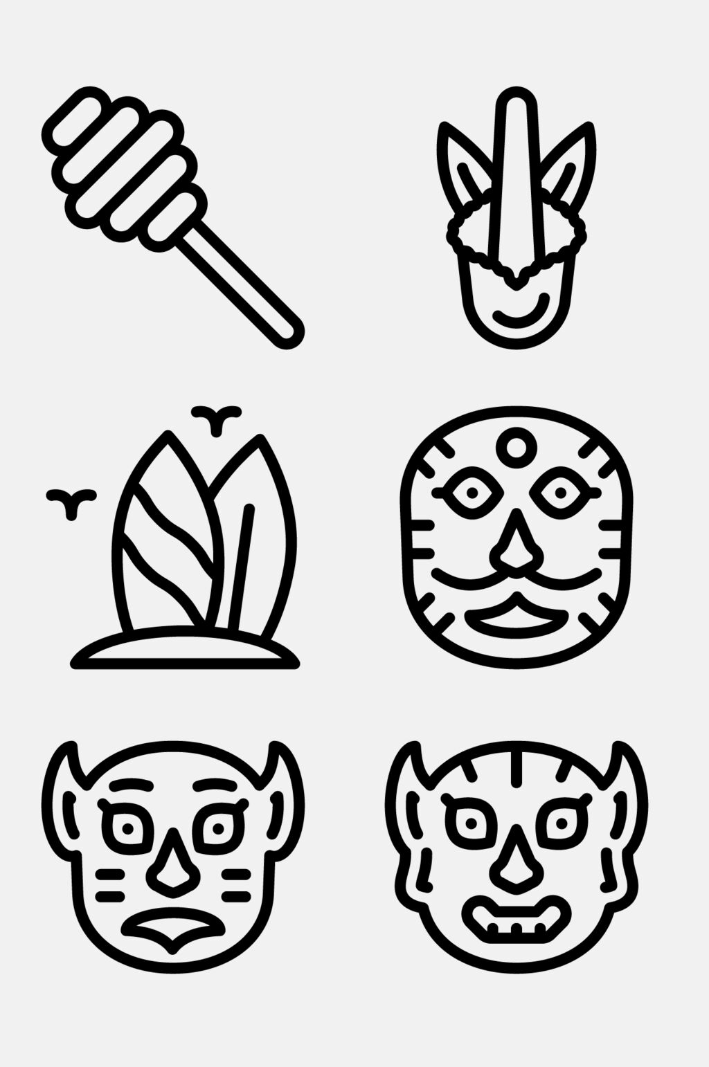 面具线性印度尼西亚文化图标免抠素材素材