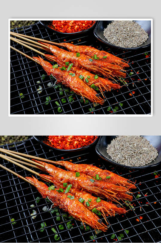 烤虾烧烤食品摄影图片