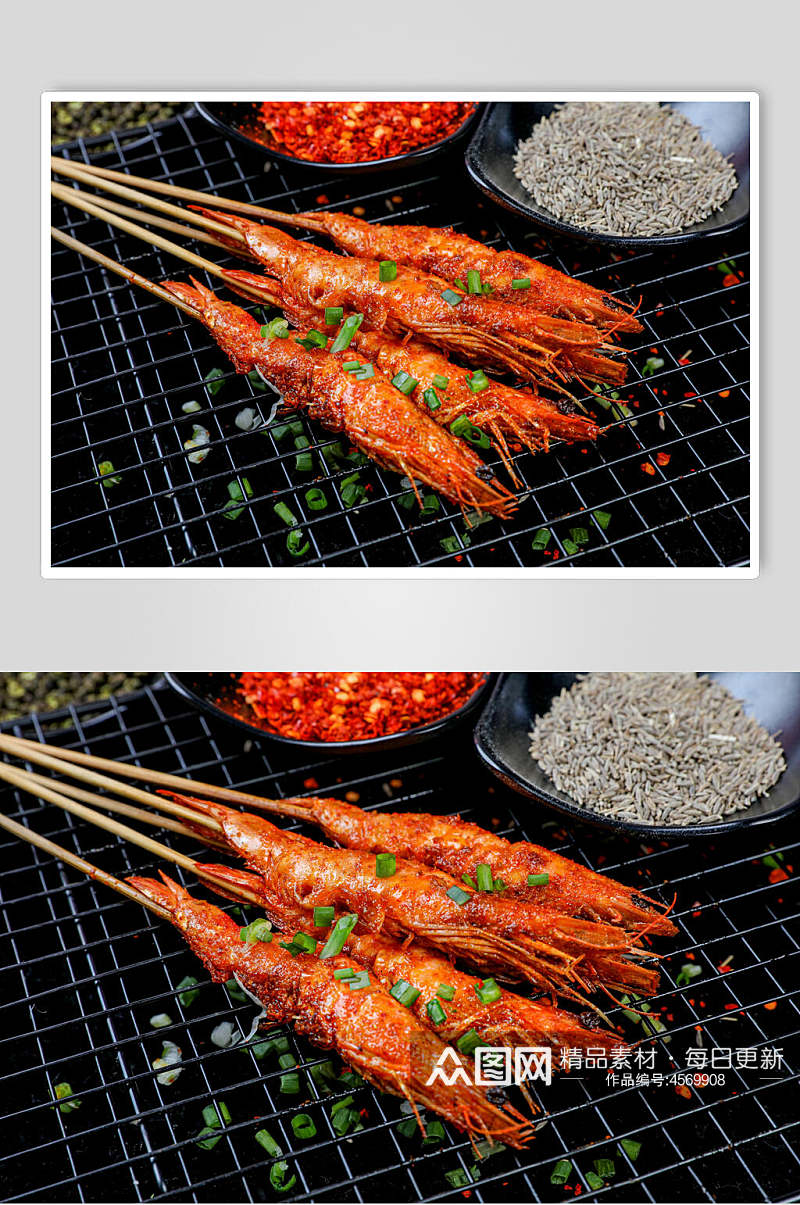烤虾烧烤食品摄影图片素材