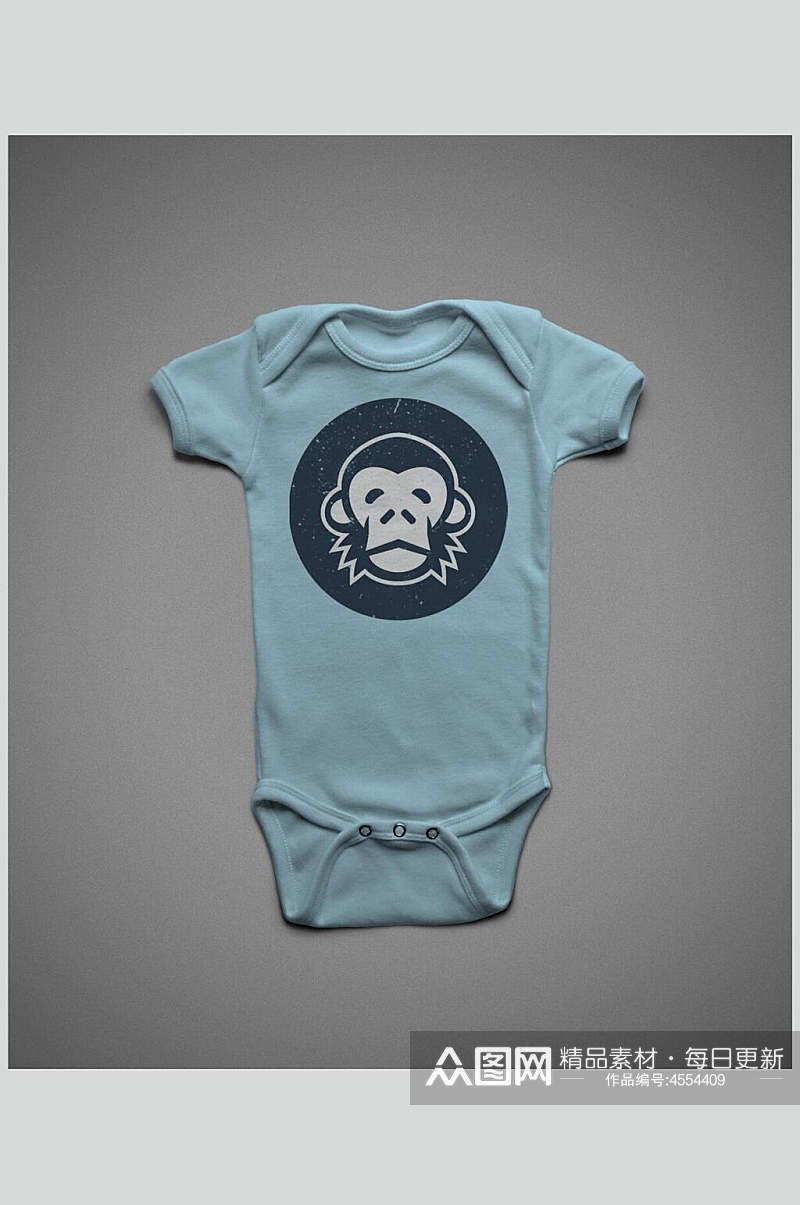 蓝色猴子男T恤短袖样机素材