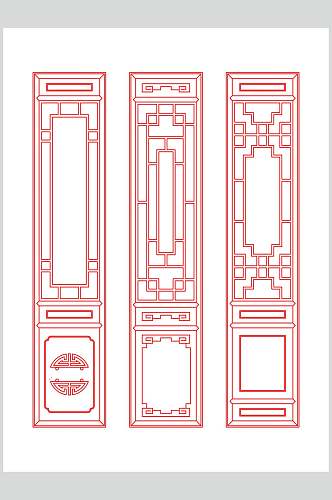 中国风矢量雕花屏风装饰素材