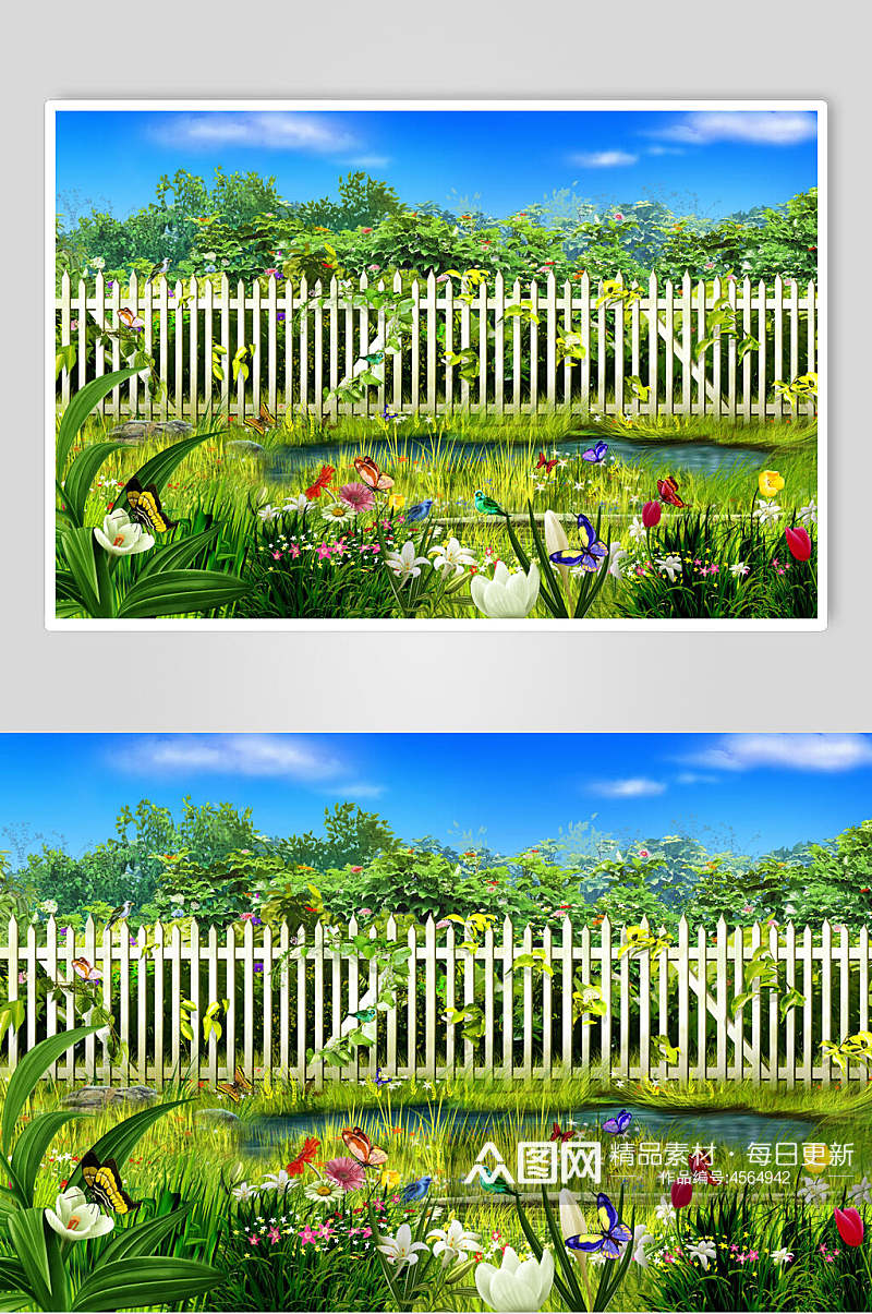 栅栏草地创意背景图片素材