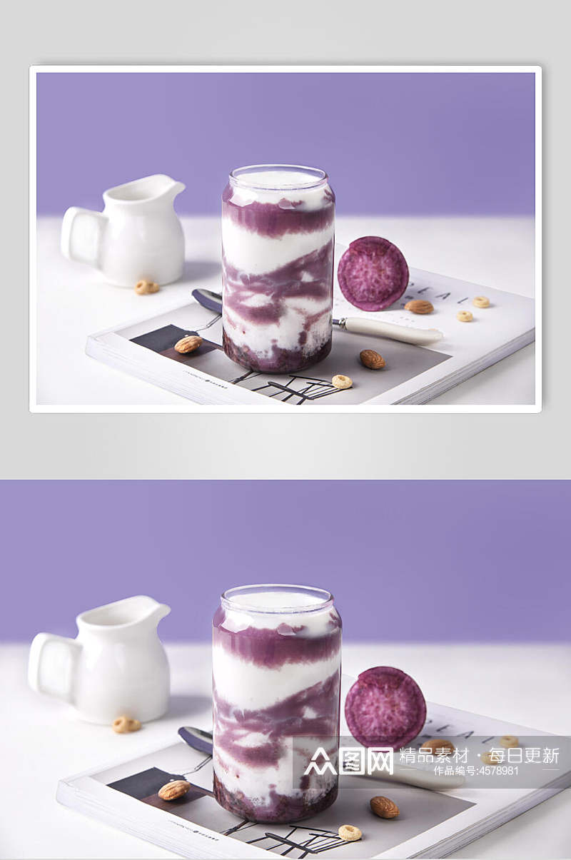 紫色创意渐变奶茶图片素材