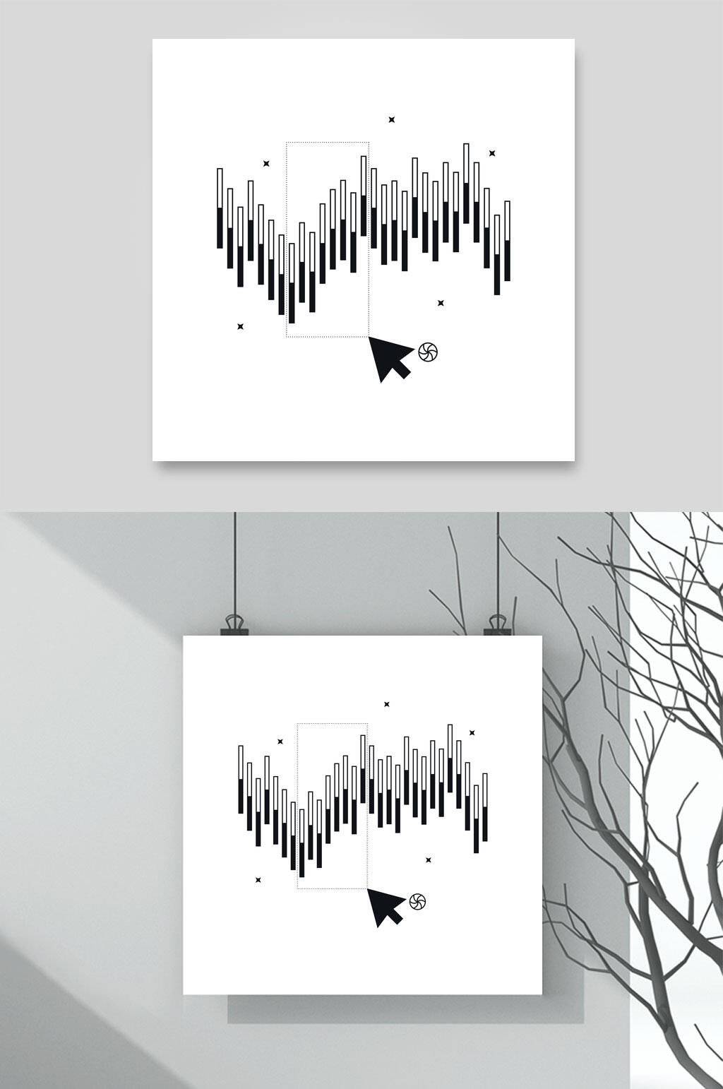 柱形简约线性插画矢量素材素材