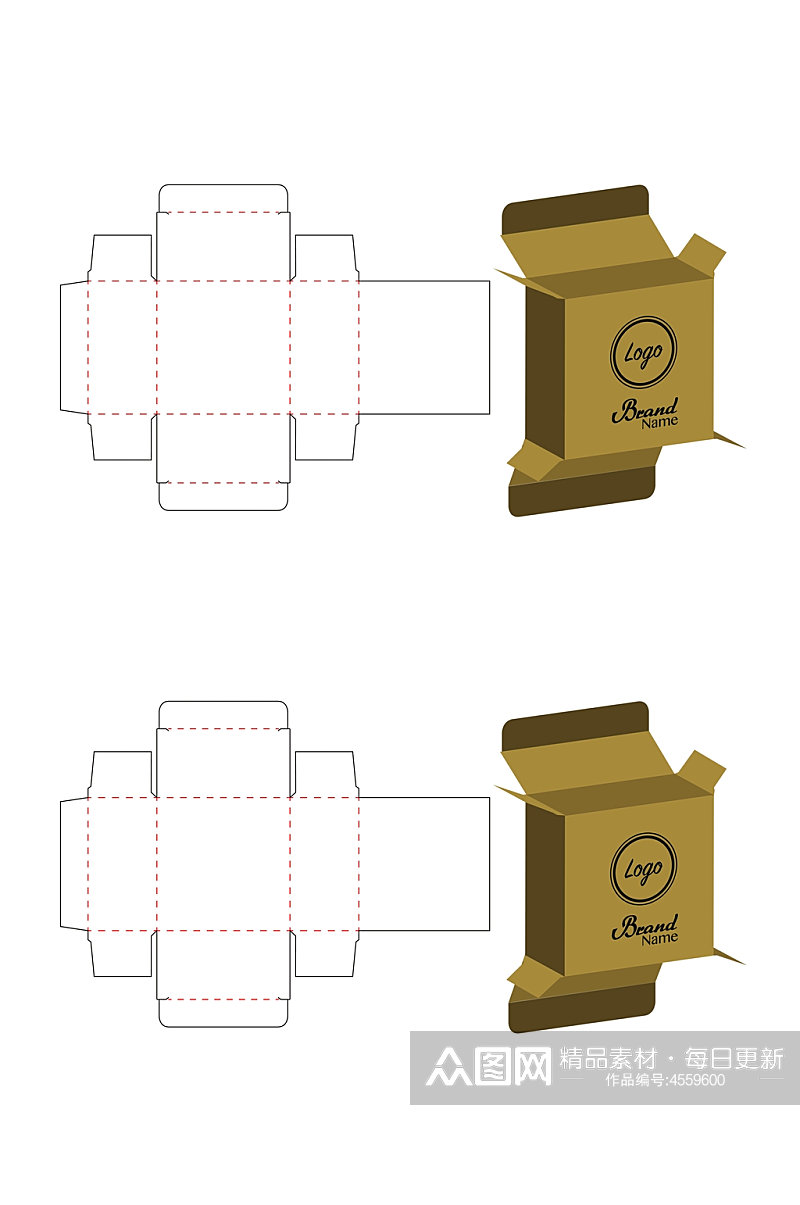 时尚产品包装盒展开图素材