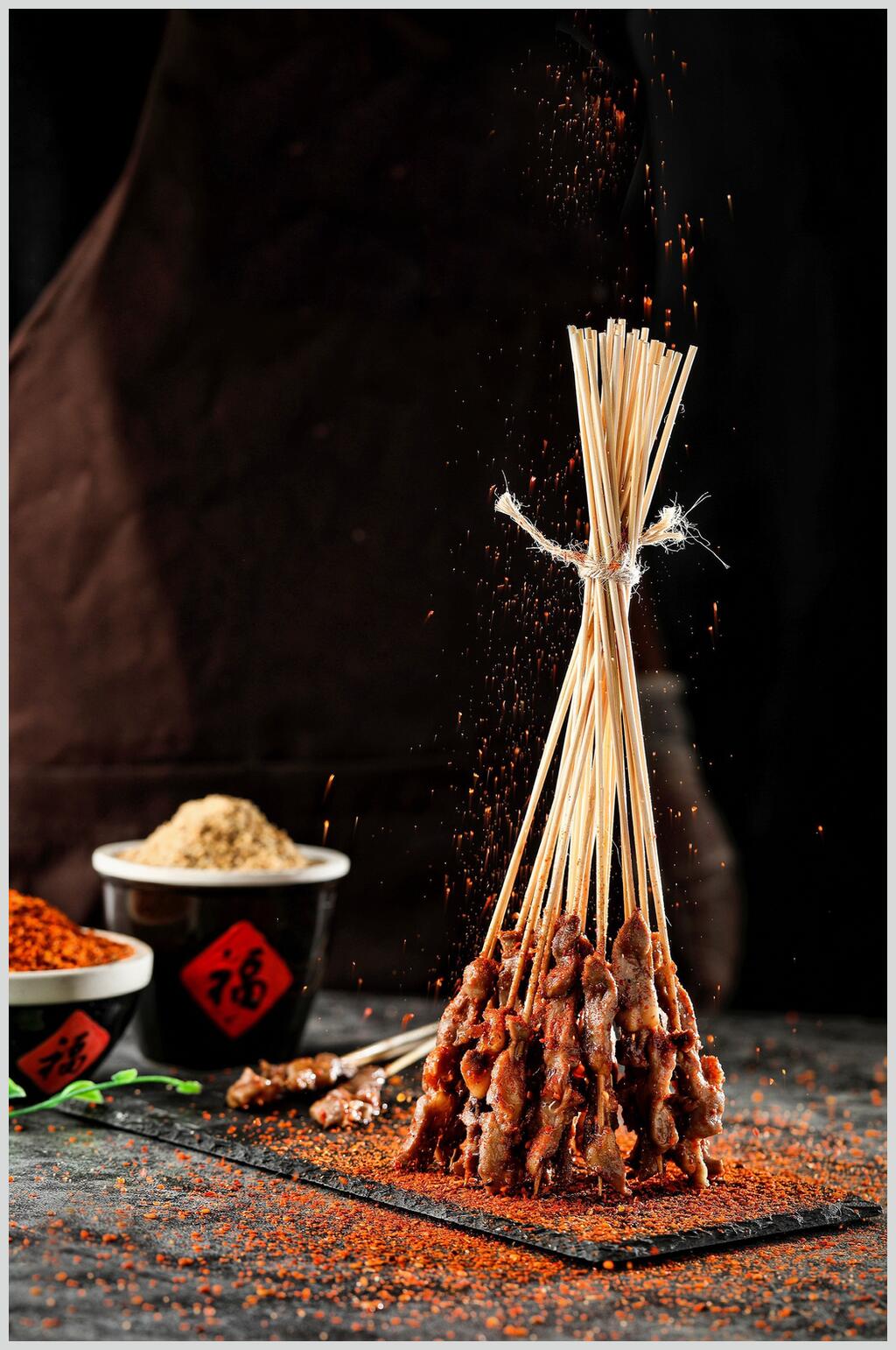 香辣美味烤串食品高清图片素材