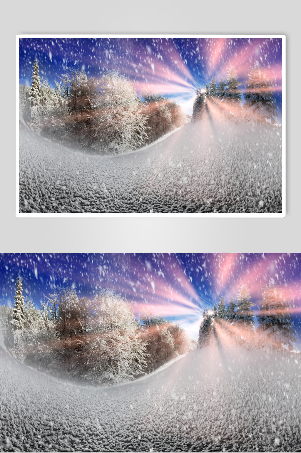 唯美彩光冬季雪景摄影图片素材