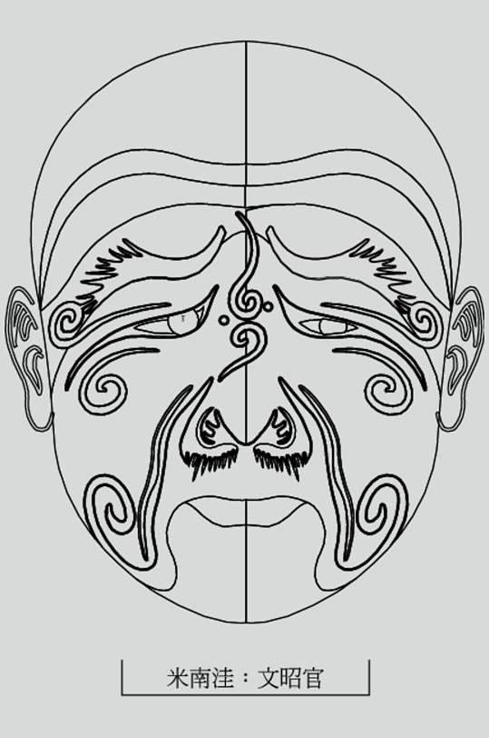 米南京剧脸谱线稿图案矢量素材