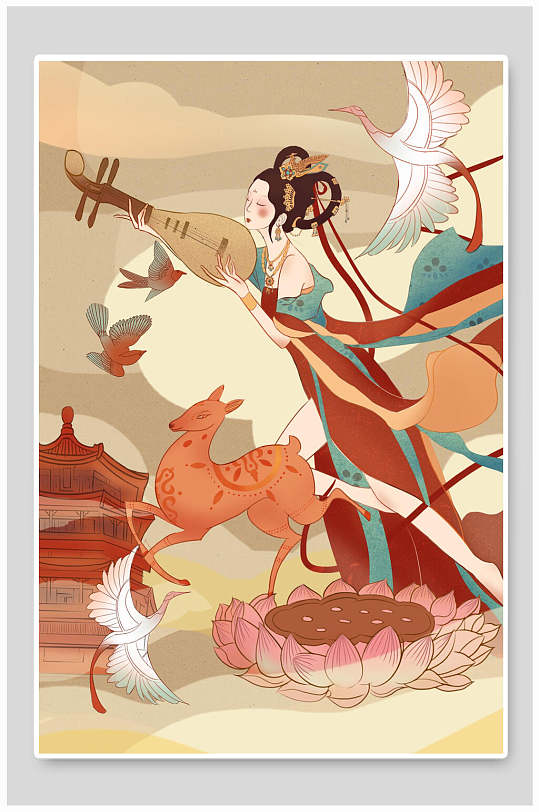 仙女敦煌人物仙女插画
