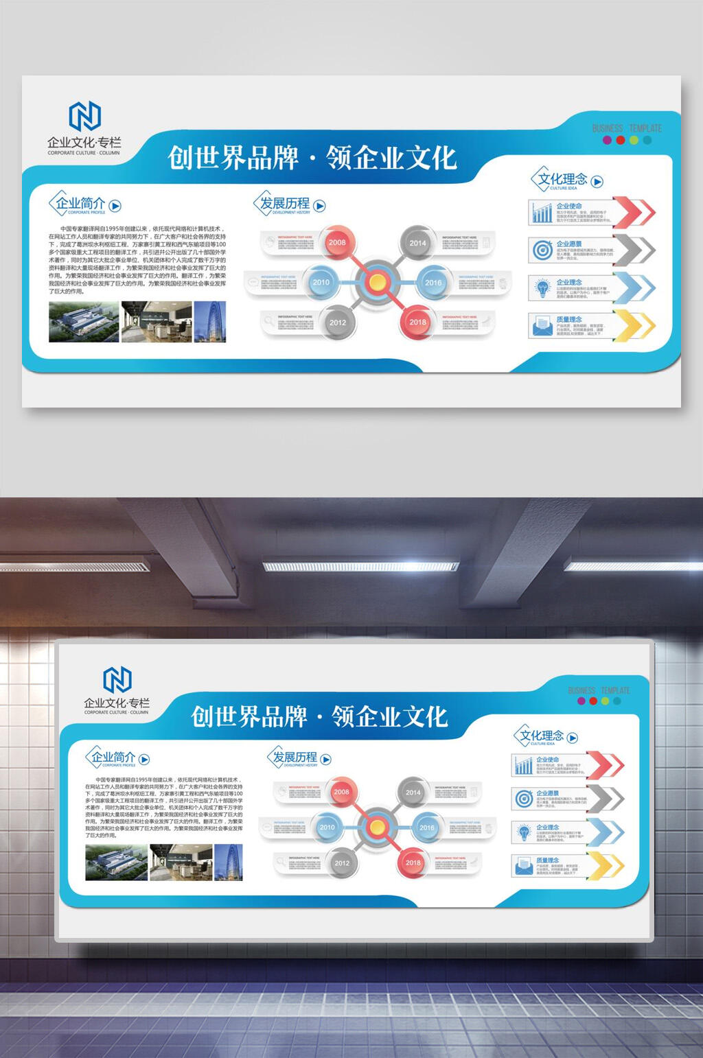 创世界品牌领企业文化企业发展历程展板素材