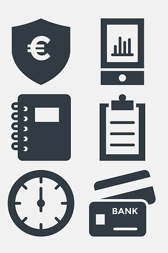 黑白银行卡盾牌金融理财图标免抠素材