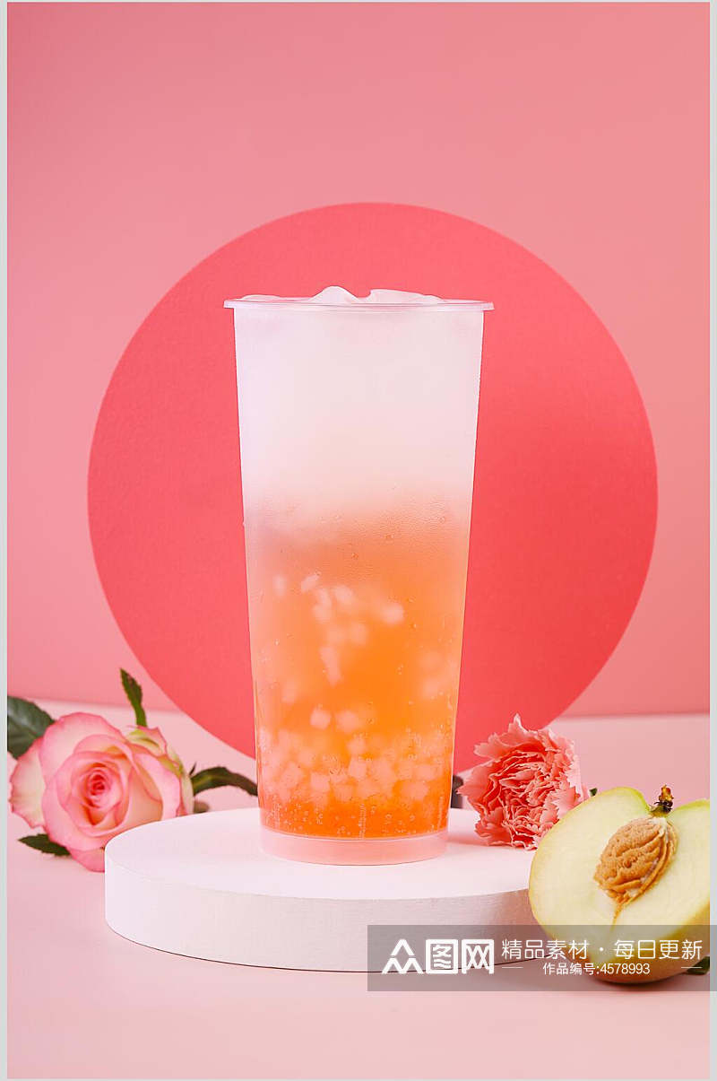 桃子鲜花奶茶图片素材