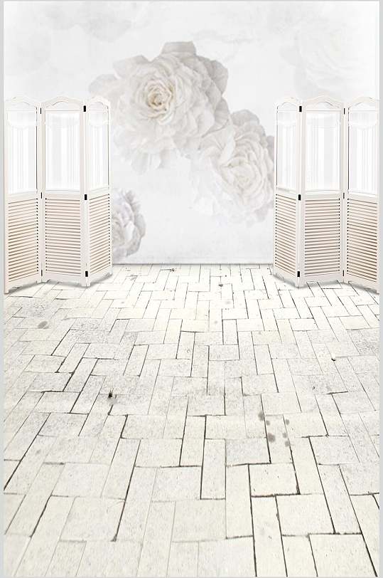 白色大花婚纱背景大图