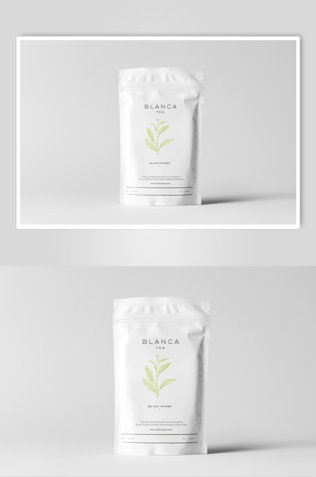 叶子英文字母灰色茶叶包装样机素材