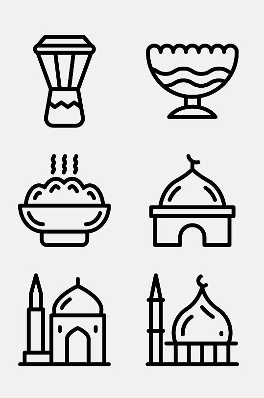 米饭线性沙特阿拉伯文化图标免抠素材