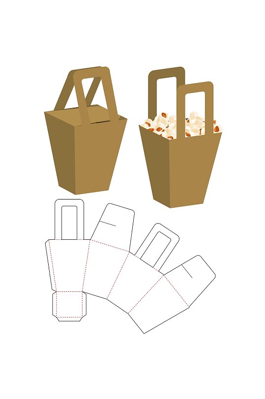 创意甜品纸箱刀模包装盒展开图