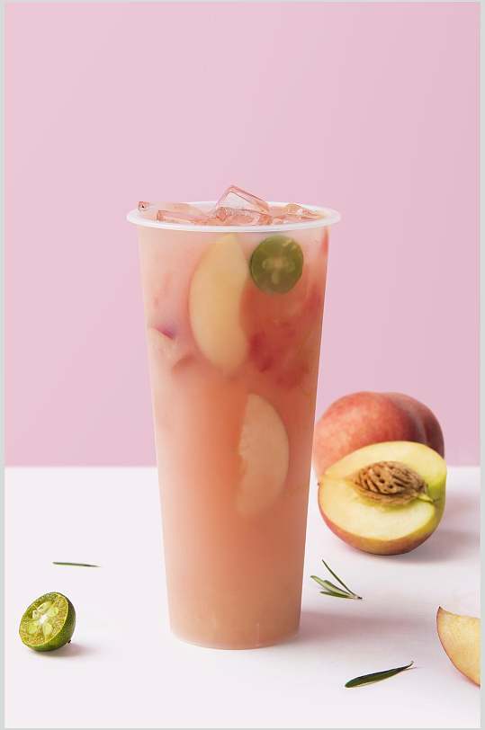 桃子粉红色奶茶图片