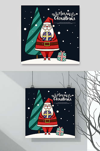 创意礼物雪花卡通圣诞海报素材