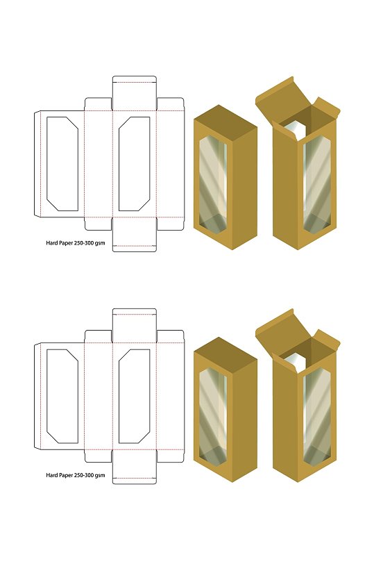 透明隔纸甜品纸箱刀模包装盒展开图