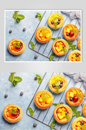 蓝莓蛋挞美食食品高清摄影图